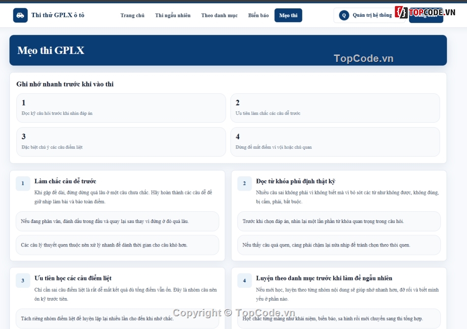 web app,ô tô,thi thử